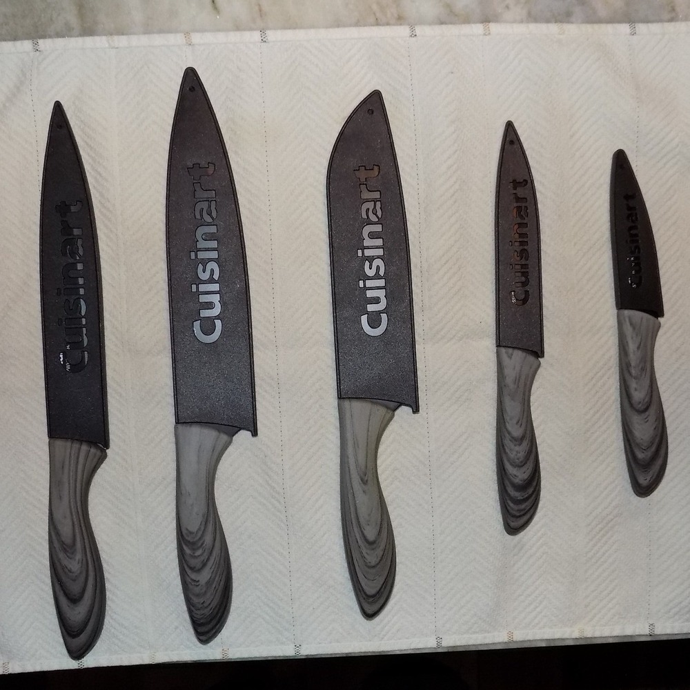 Cuisinart Knife Set Grey Excellent 10pc Stainless Steel Woodgrain look